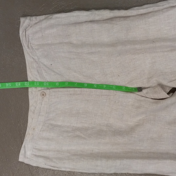 **VINTAGE**CRISTIAN TRAPANI OATMEAL COLORED 100% LINEN CAPRIS WITH POCKETS - Picture 7 of 16